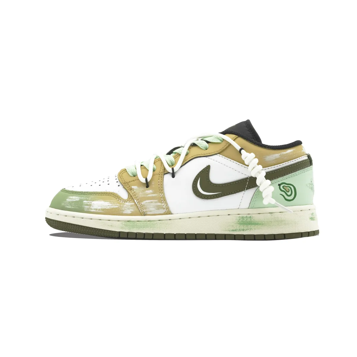 Jordan Air Jordan 1 Blue Cheese Cushioning, Wear Resistant Low top Vintage Basketball Shoes Men's Avocado Green
