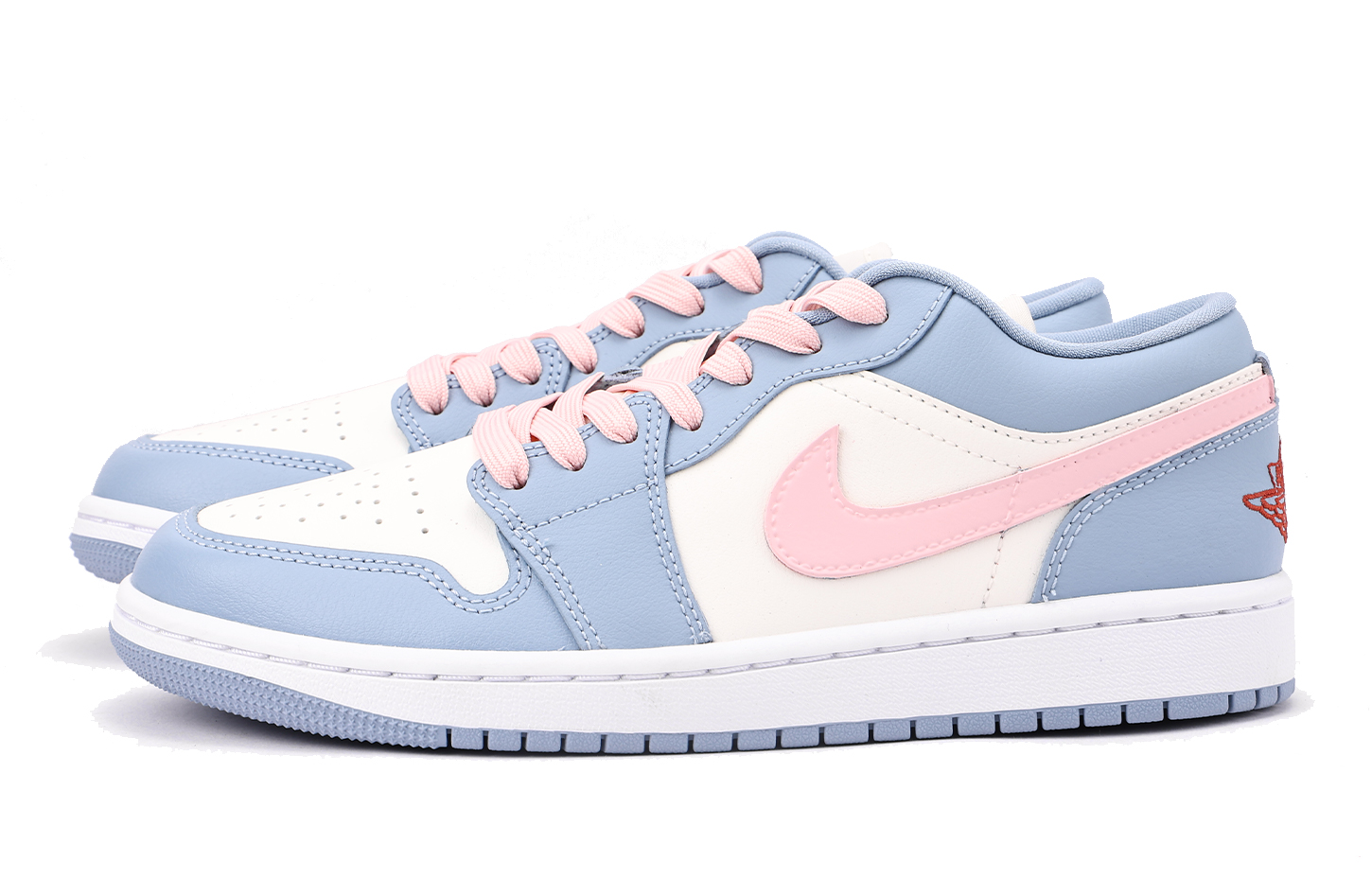 Jordan Air Jordan 1 Slip Resistant Abrasion Resistant Low top Vintage Basketball Shoes Women’s White Blue