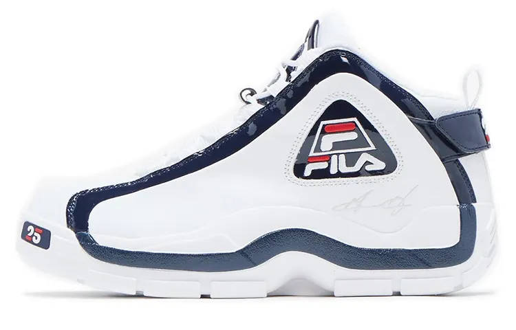 FILA Grant Hill 2 25th Anniversary Synthetic Leather Mid top Vintage Basketball Shoes Men's White Korean Style