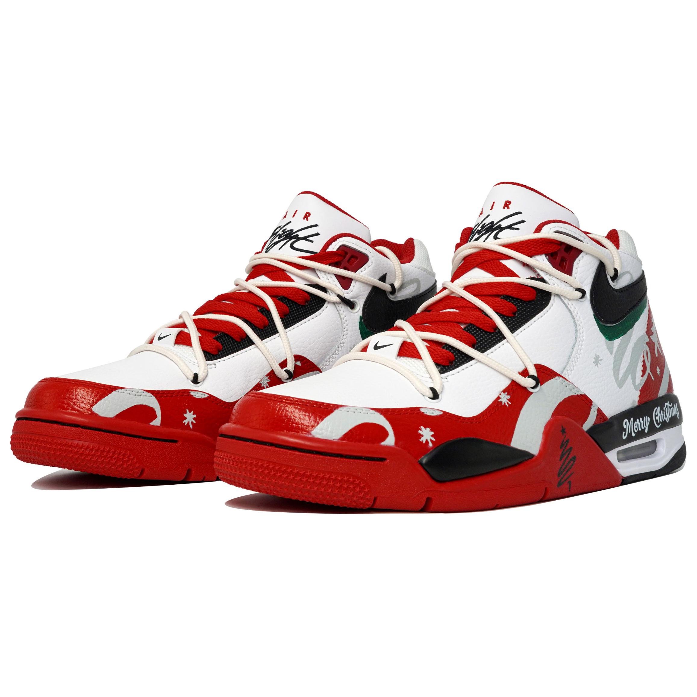 Nike Flight Legacy Slip Resistant Abrasion Resistant Mid top Vintage Basketball Shoes Men’s White