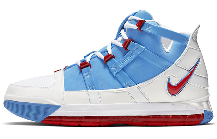Мужские кроссовки Nike Lebron 3 Zoom QS (сине-бело-красные)