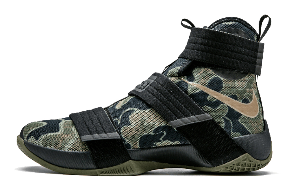 Мужские кроссовки Nike LeBron Zoom Soldier 10 SFG "Camo" (зеленые с черным) — Зелёный / чёрный — фото 1
