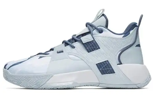 Anta Suyi 2 Jianshan Fabric Synthetic Leather Shock Absorbing Anti-Slip Wear-Resistant Mid-top Basketball Shoes Men's Blue and White