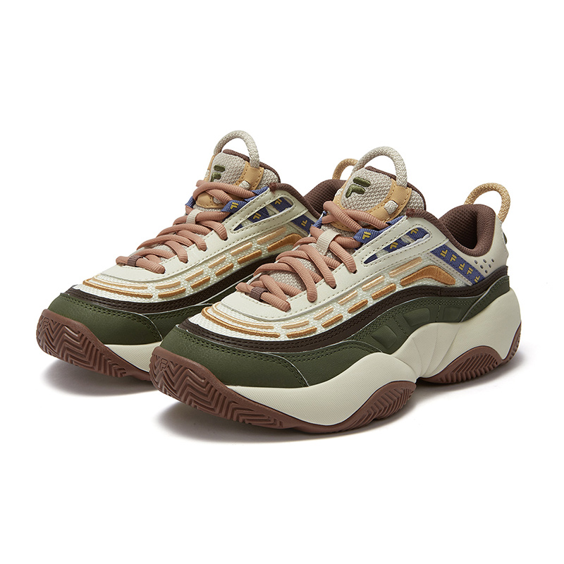 FILA FUSION FIRE Flame Shoes Abrasion Resistant Support Low top Vintage Basketball Shoes Women’s Green