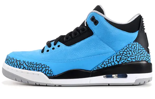 Jordan Air Jordan 3 Retro Powder Blue Avatar Explosion Pattern Splicing Mid Basketball Shoes Men's Black Blue 2014 Edition