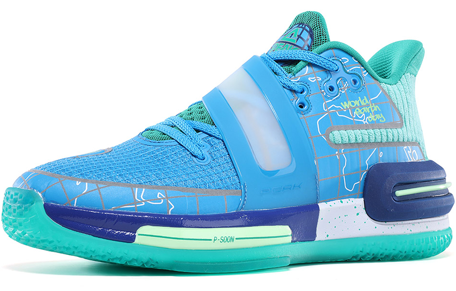 PEAK Flash 2 Generation Basketball Shoes Men’s Low Top Snow Crystal Blue/Bright Green
