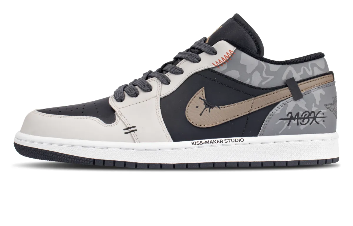 Jordan Air Jordan 1 Low top Vintage Basketball Shoes Men's Black Gray