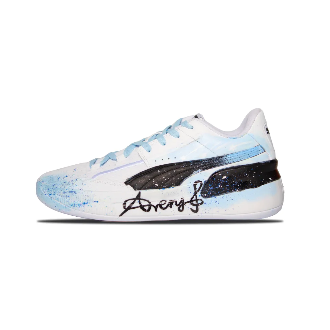 PUMA Clyde Hardwood Team Pale Blue Ink Mesh Low top Basketball Shoes Unisex