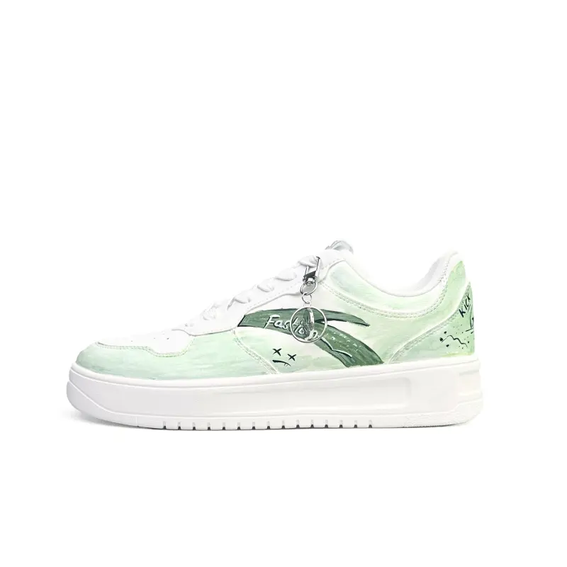 Anta Easy Slip Resistant, Lightweight, And Breathable Low top Skateboard Shoes Unisex White Green
