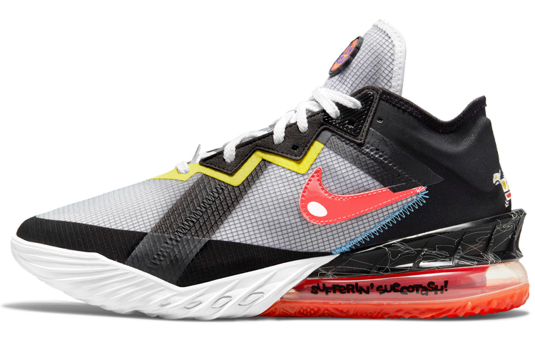 Nike Lebron 18 Low EP \"Sylvester vs Tweety\" Space Jam round toe, shock-absorbing, non-slip, wear-resistant, wrapped support, low-top, practical basketball shoes, same style for men and women, gray black pink, domestic version