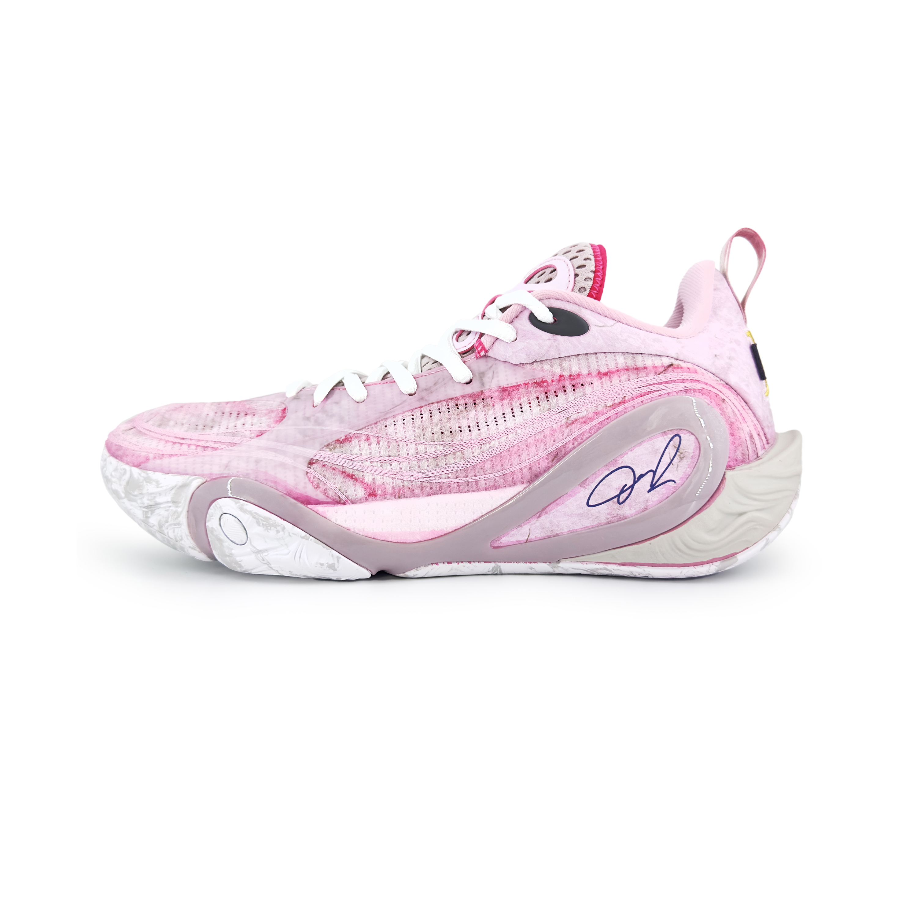 Li Ning DLO1 Synthetic Leather, TPU Low top Basketball Shoes Men’s Pink Blue Mismatched