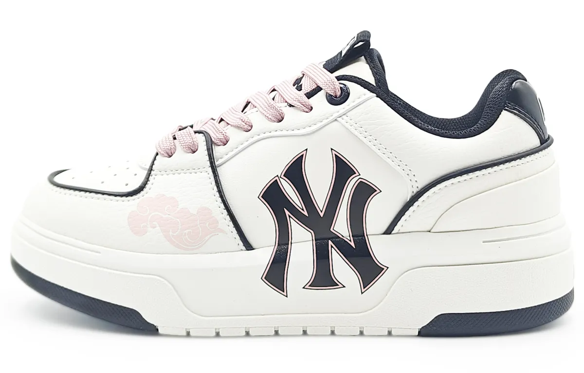 MLB Chunky Liner Abrasion Resistant Abrasion Resistant Low top Skateboard Shoes Unisex Pink White
