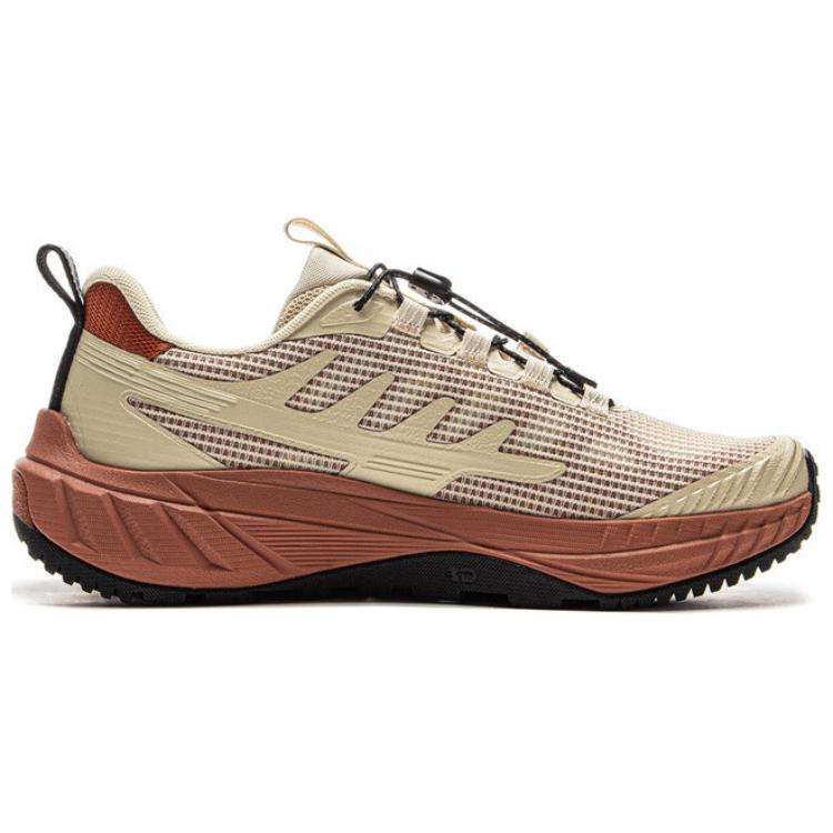 Li Ning Textile, Synthetic Leather Slip Resistant Abrasion Resistant Low top Hiking Shoes Men’s Beige Brown