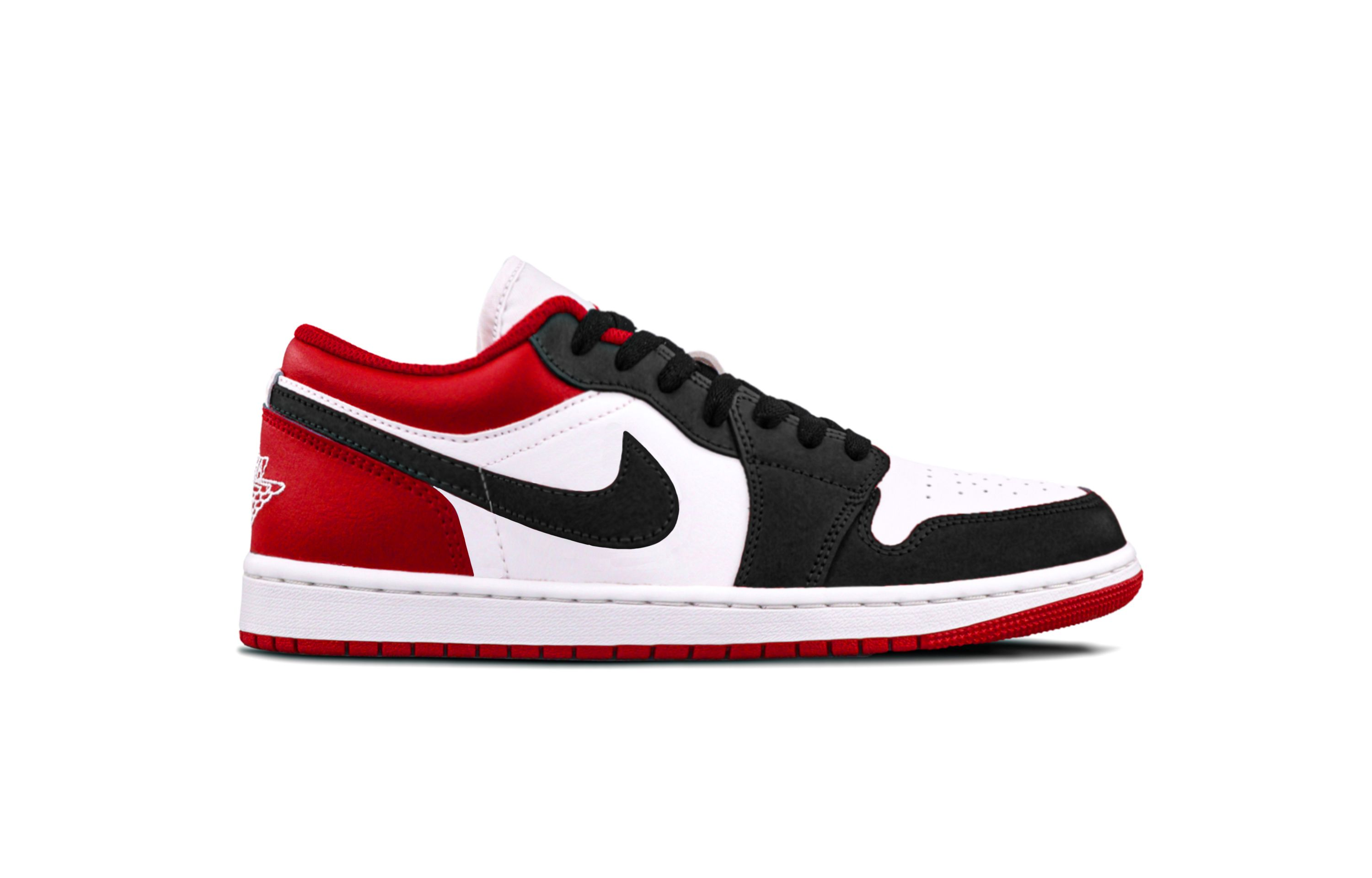 Jordan Air Jordan 1 Bred Toe 1.0 Cushioning, Wear Resistant Low top Vintage Basketball Shoes Unisex Red Black