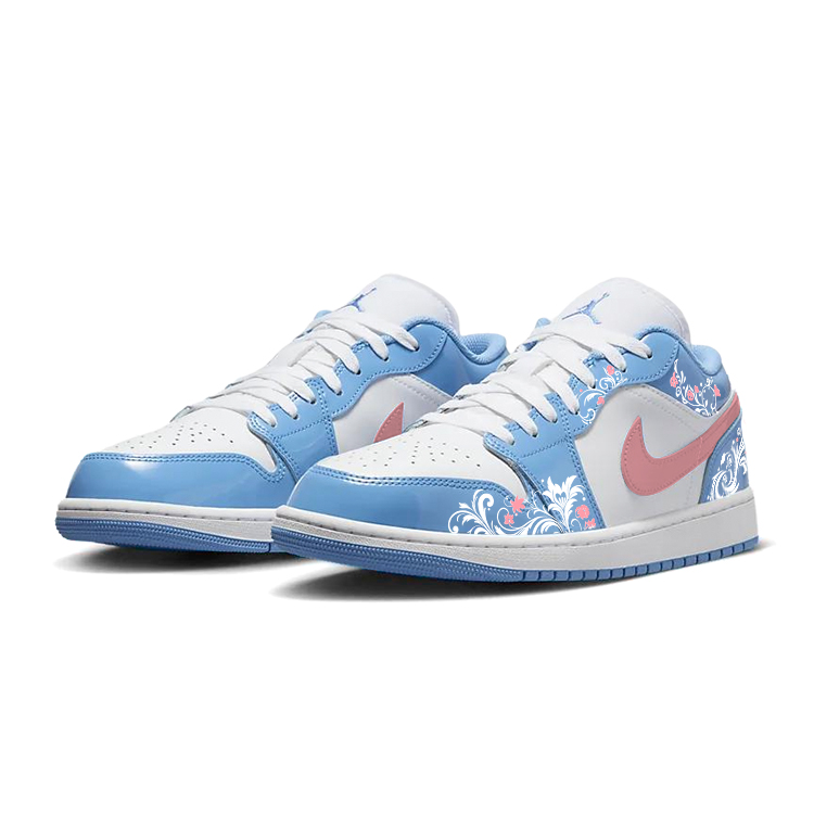 Jordan Air Jordan 1 Slip Resistant Abrasion Resistant Low top Vintage Basketball Shoes Unisex Blue White