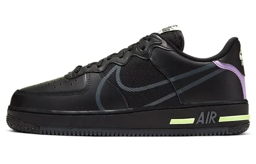 Nike Air Force 1 React Black Violet Star Barely Volt