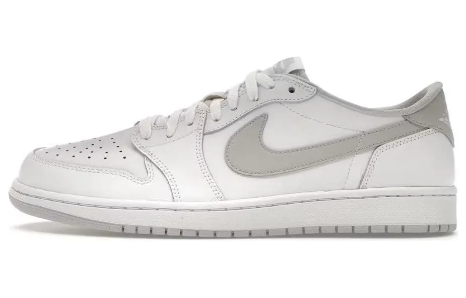Jordan Air Jordan 1 Retro Low White Neutral Low top Vintage Basketball Shoes Men's White Gray