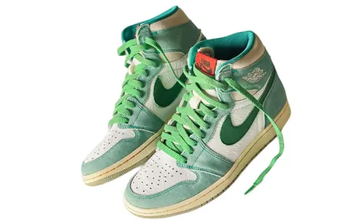 Jordan Air Jordan 1 Cushioning High top Vintage Basketball Shoes Men's Green White