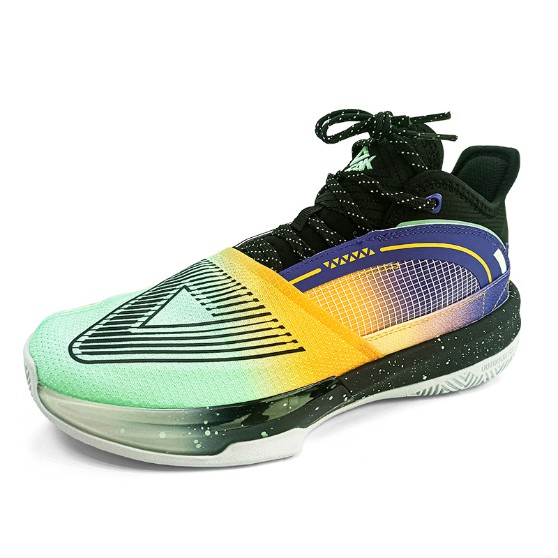 PEAK Taichi, Taichi Triangle Fabric Slip Resistant Abrasion Resistant Mid top Basketball Shoes Men’s Green Black