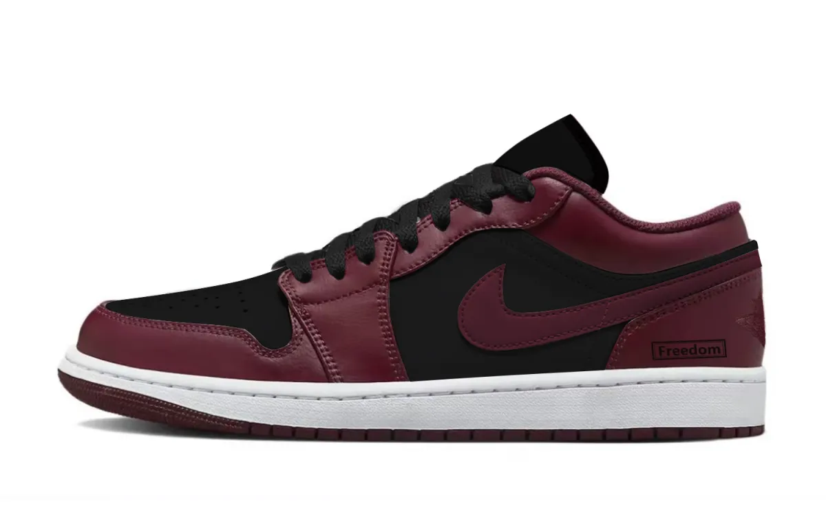 Jordan Air Jordan 1 Black Red Forbidden Wear Cushioning Low top Vintage Basketball Shoes Unisex Red Black