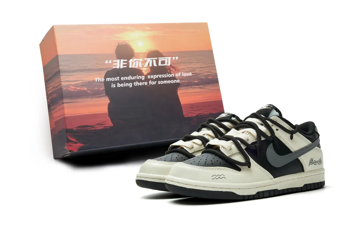 Nike Dunk Abrasion Resistant Low top Skateboard Shoes Unisex Beige Gray Black