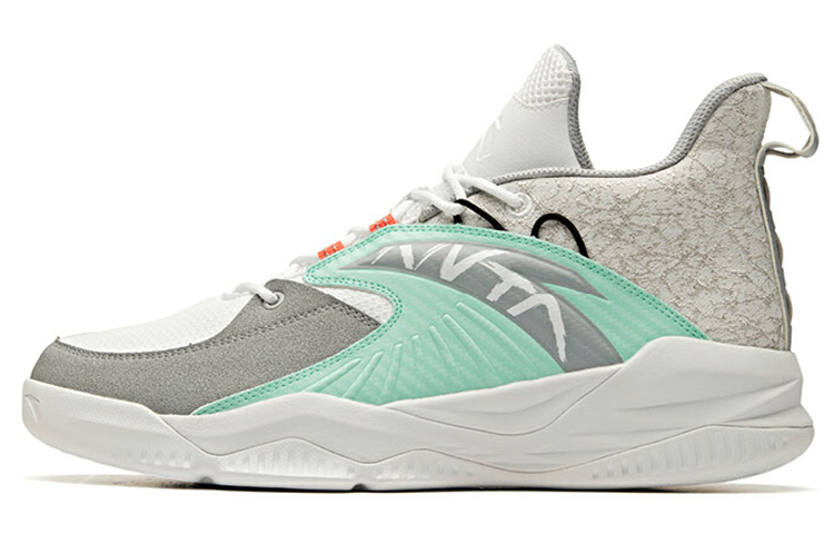 Anta Rhomboid Mid top Basketball Shoes Men's Gray Green
