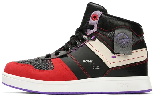 Pony CityWings Cushioning High top Vintage Basketball Shoes Unisex Black Red