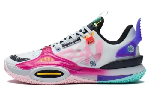 LiNing Li Ning City 10 Comfortable Fabric Synthetic Leather Shock Absorbing Anti-Slip Wear Resistant Breathable Wrapping Balanced Impact Resistance Rebound Low-top Basketball Shoes Men's White Pink Domestic Version