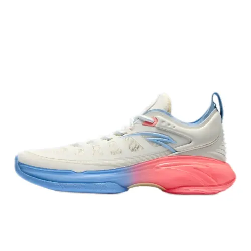 Anta Cushioning Slip Resistant Abrasion Resistant Low top Basketball Shoes Men's White Blue Pink
