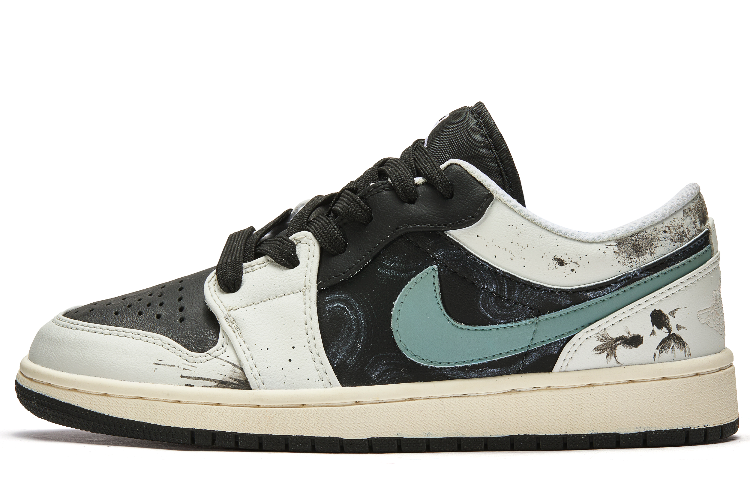 Jordan Air Jordan 1 ADCDAVINCI Custom, Playful Fish Leather Slip Resistant Slip Resistant Low top