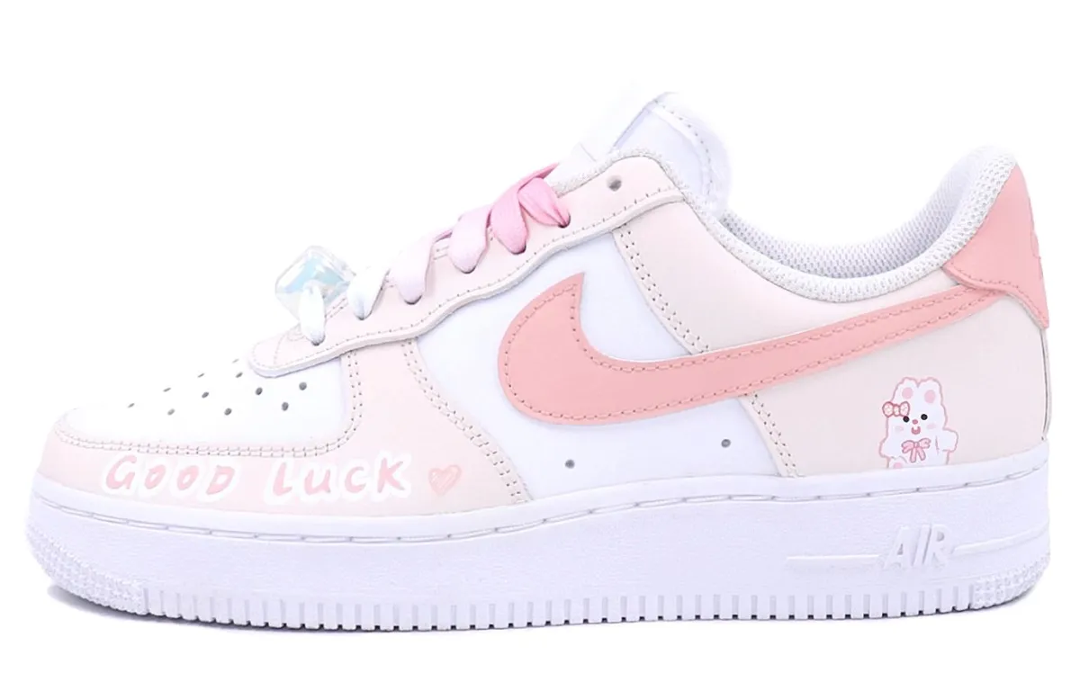 Nike Air Force 1 Slip Resistant Cushioning Abrasion Resistant Low top Skateboard Shoes Women's Pink White