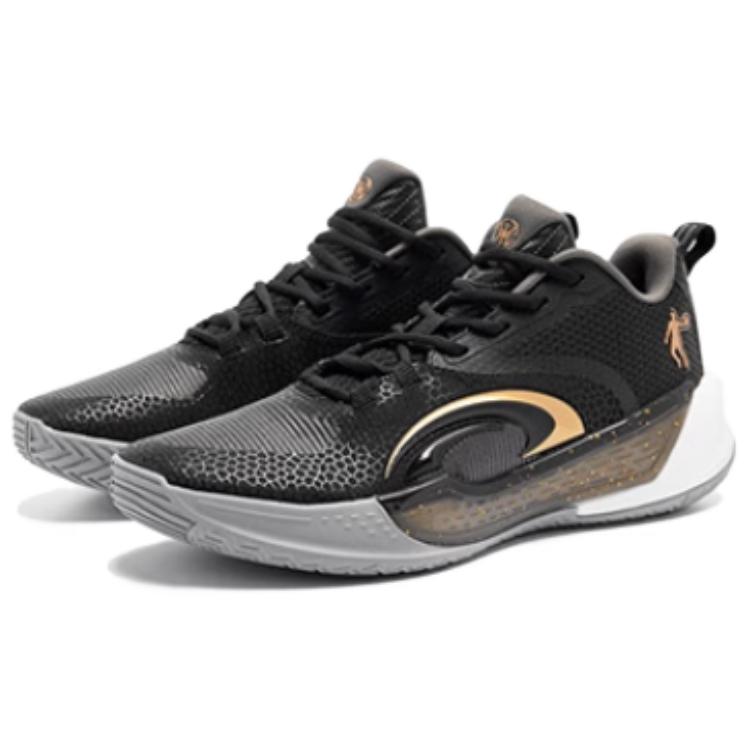 QIAODAN Halberd 7TEAM Cushioning Slip Resistant Mid top Q KUNGFU LIGHT Basketball Shoes Men’s Black Gray