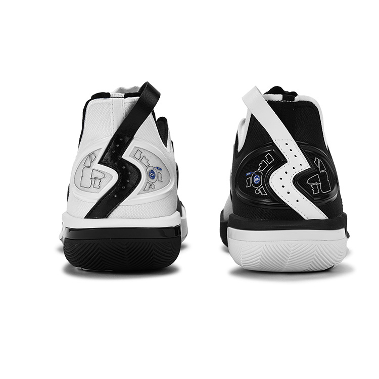 361° BIG3 6.0 Pro Cushioning Slip Resistant Support Mid top Basketball Shoes Unisex Black White