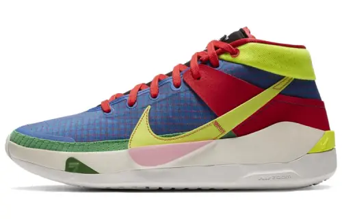 Nike KD 13 NY vs NY shock-absorbing anti-slip mid-top basketball shoes for men and women, blue, red and yellow