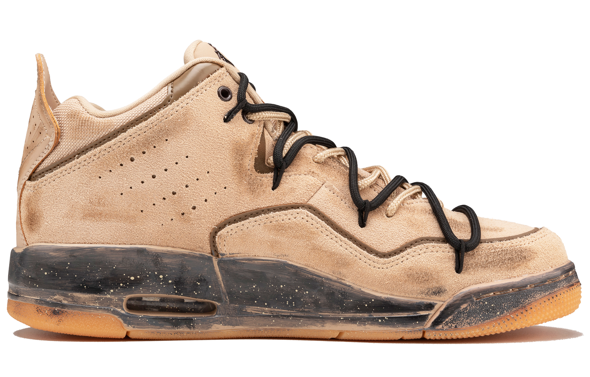 Jordan Courtside 23 Leather Abrasion Resistant Mid top Vintage Basketball Shoes Unisex Light Brown