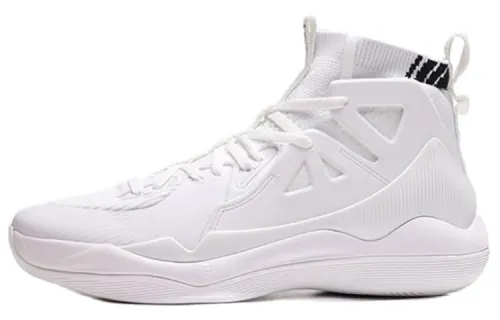 Li Ning Textile, Synthetic Leather, TPU Abrasion Resistant Breathable High top Basketball Shoes Men's White
