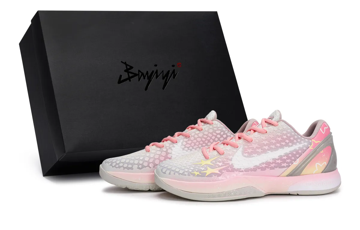 Nike Zoom Kobe 6 811 Manufacturing, White Peach Starry Sky, Special Shoe Box Slip Resistant Abrasion Resistant