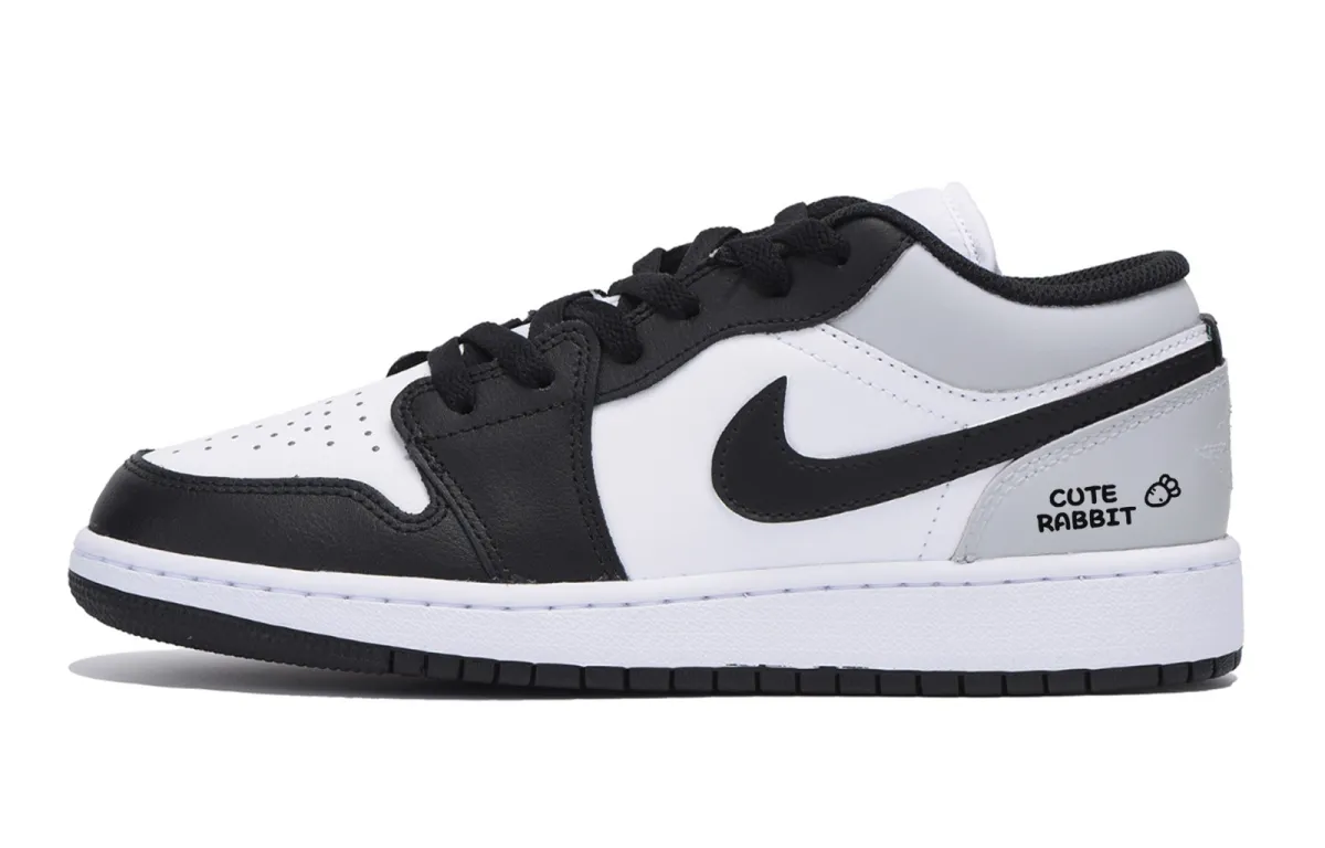 Jordan Air Jordan 1 Singing At Dusk Qiu Lin Abrasion Resistant Low top Vintage Basketball Shoes Men's White Dark Gray