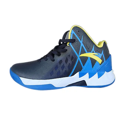 Anta KT1 Cushioning Abrasion Resistant Coverage Mid top Basketball Shoes Unisex Black Blue Yellow