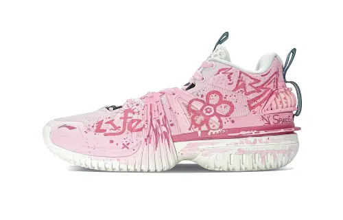 Li Ning Storm 2024 Cushioning Slip Resistant Breathable Low top Basketball Shoes Men's Pink