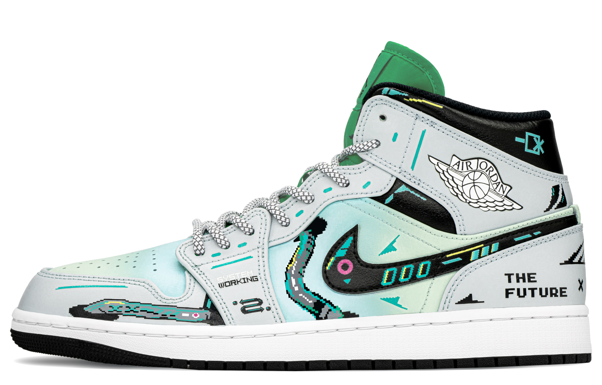 Jordan Air Jordan 1 Slip Resistant Slip Resistant High top Vintage Basketball Shoes Men’s Blue Green