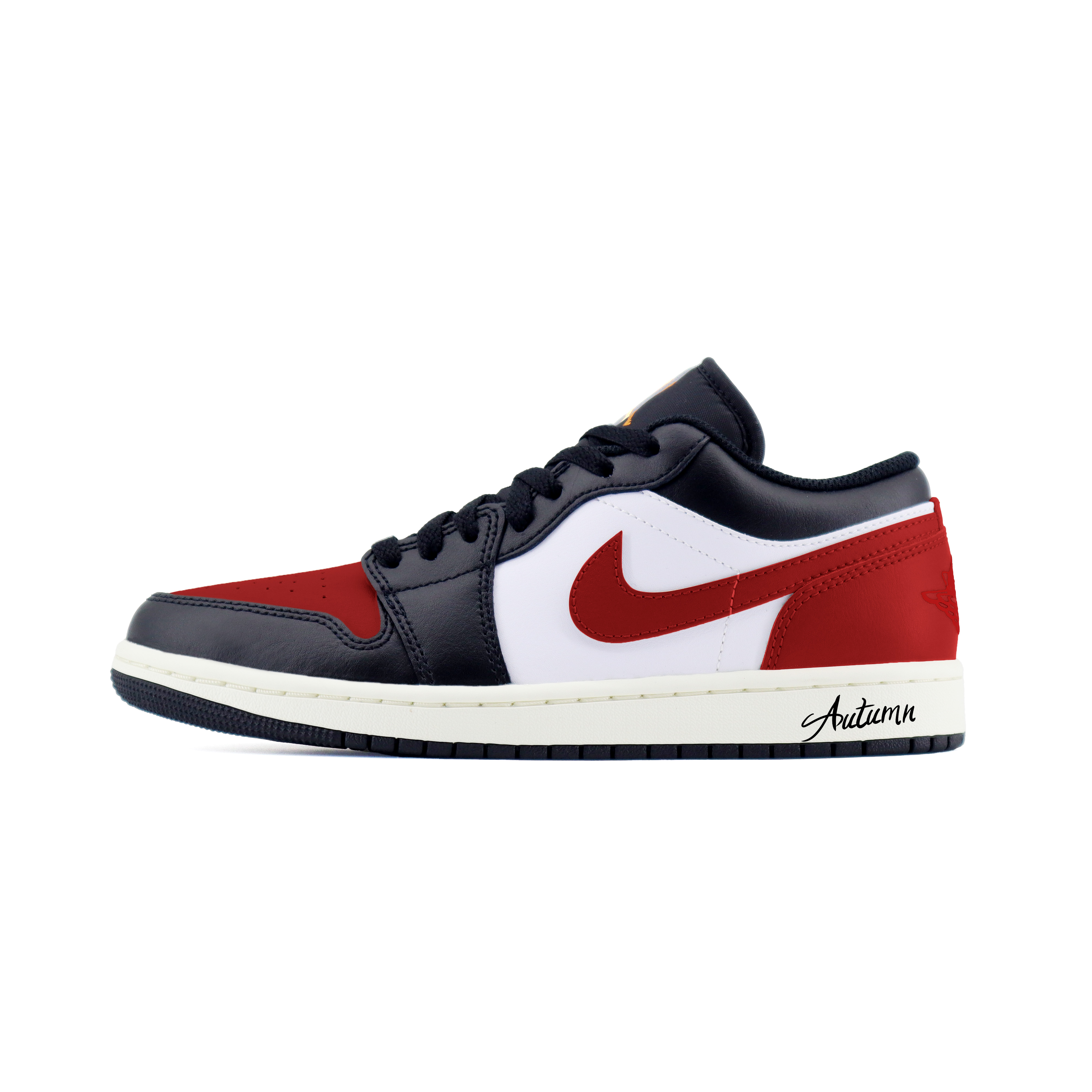 Jordan Air Jordan 1 Classic Abrasion Resistant Low top Vintage Basketball Shoes Unisex Black Red