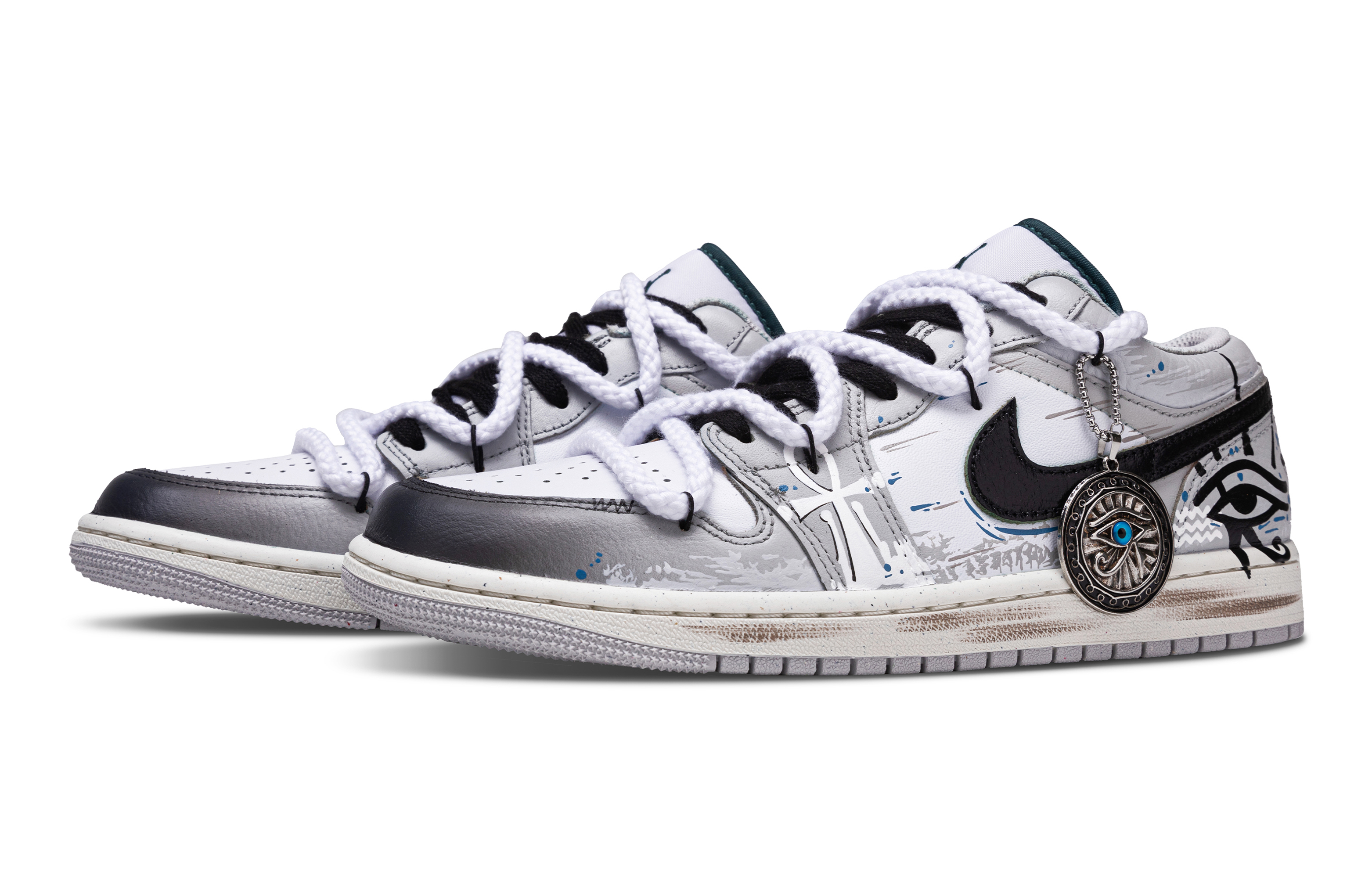 Jordan Air Jordan 1 Abrasion Resistant Low top Vintage Basketball Shoes Men’s Gray White