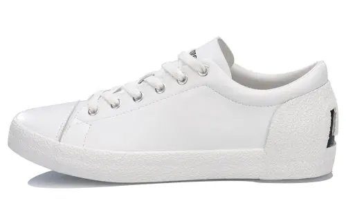 Li Ning Synthetic Leather Fashion Wear resistant And Lightweight Low top Skateboard Shoes Men's White