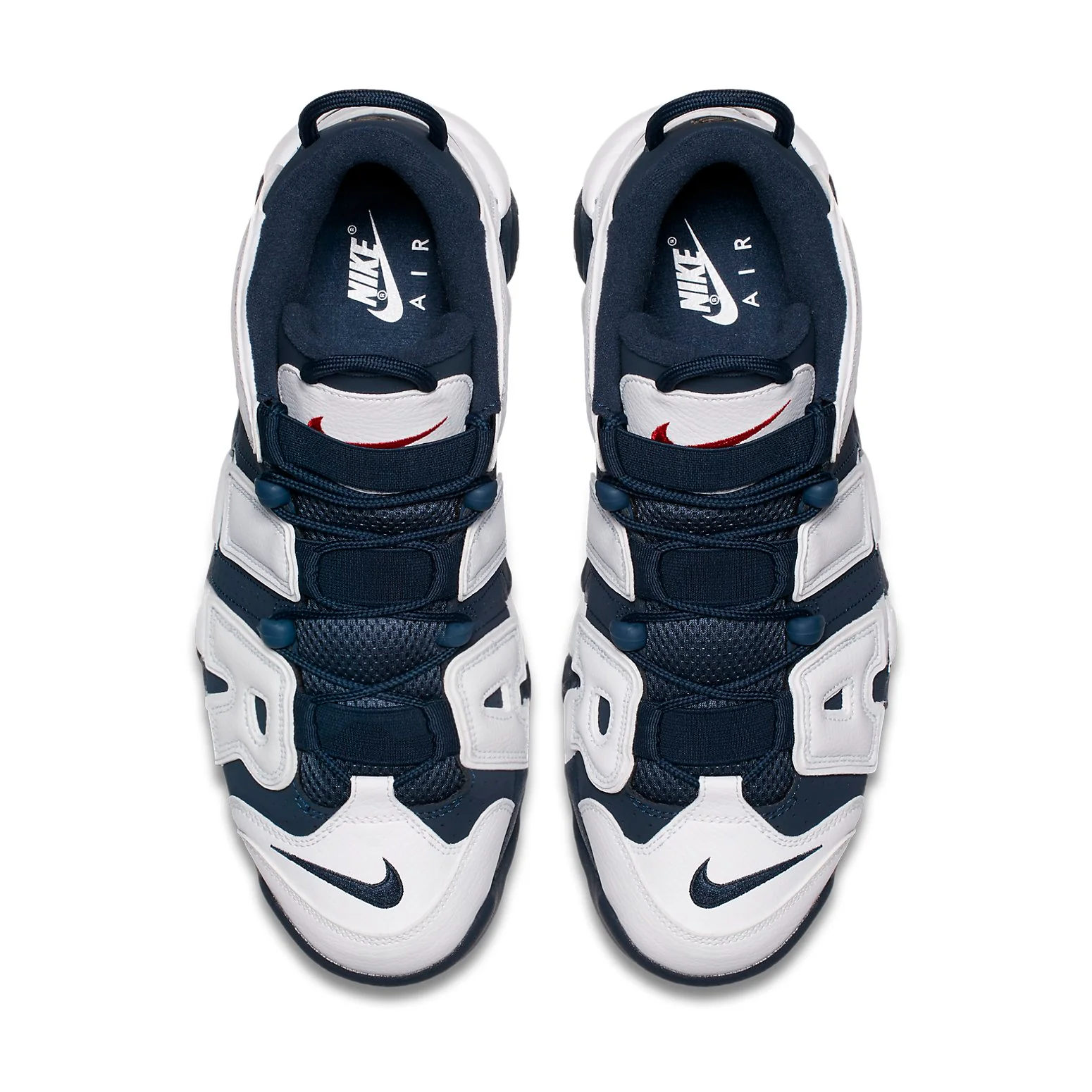 Nike Air More Uptempo Olympic Classic Abrasion Resistant Abrasion Resistant Mid top Basketball Shoes Men’s White Blue