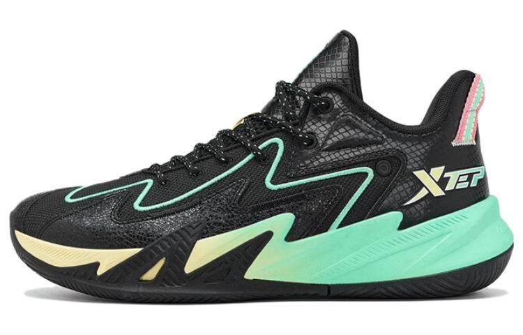 XTEP Slip Resistant Cushioning Abrasion Resistant Low top Basketball Shoes Men’s Black Green