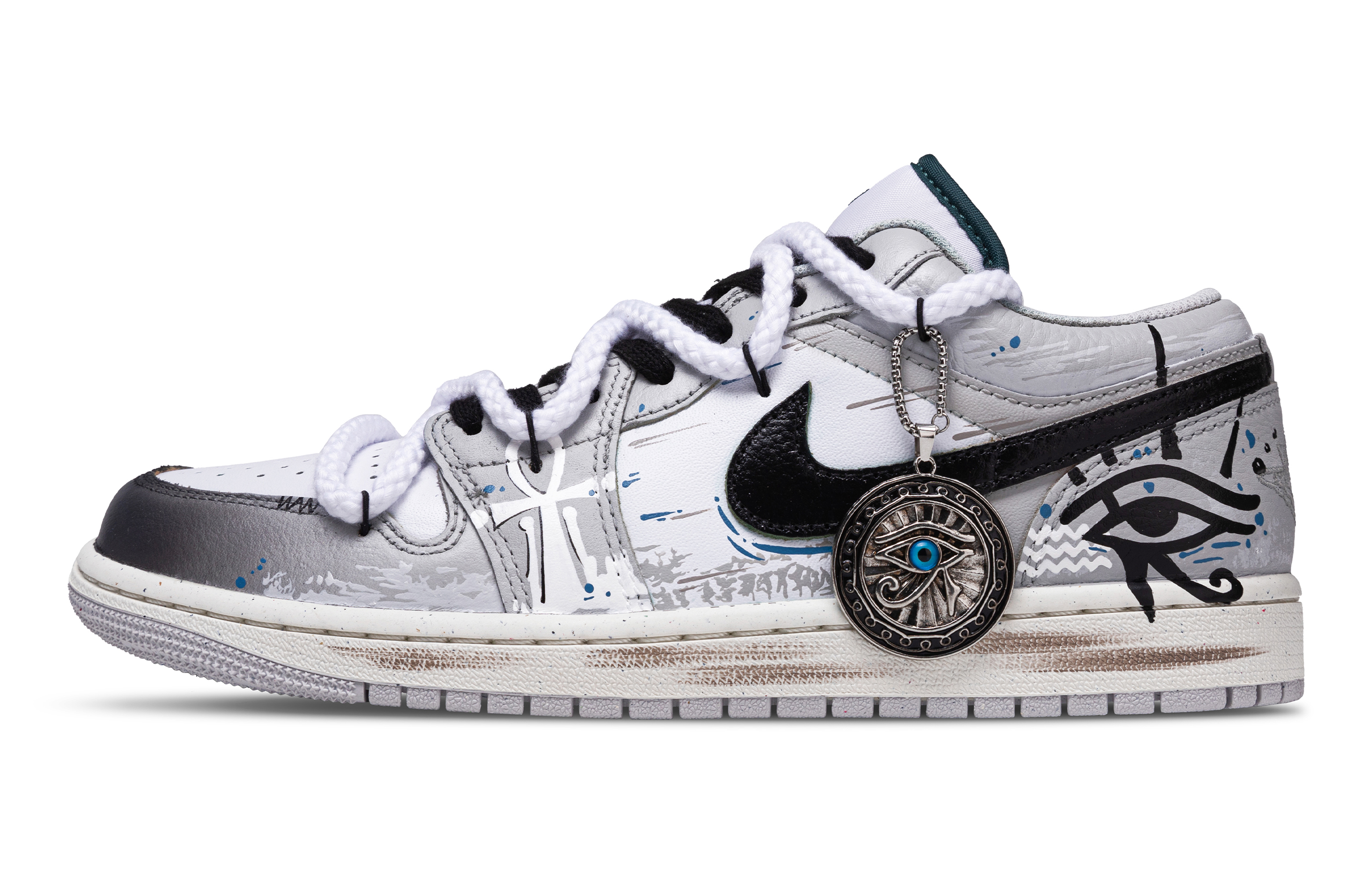 Jordan Air Jordan 1 Abrasion Resistant Low top Vintage Basketball Shoes Men’s Gray White
