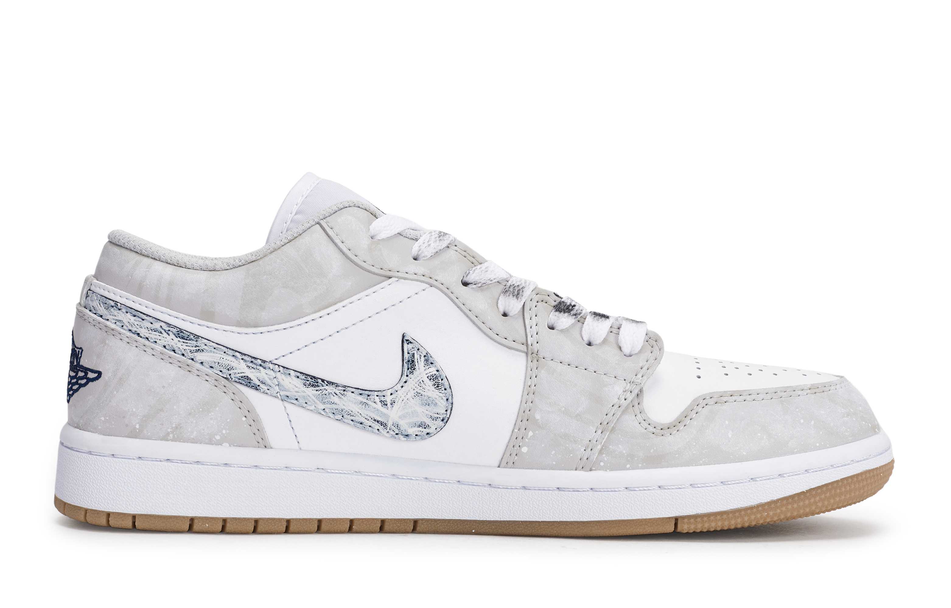 Jordan Air Jordan 1 Abrasion Resistant Low top Vintage Basketball Shoes Men’s Gray White Brown