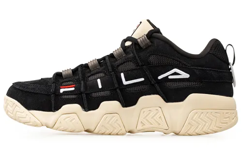 FILA FUSION BUSTER Puffy Shoes Textile, TPU Comfortable Low top Vintage Basketball Shoes Men's Black Beige
