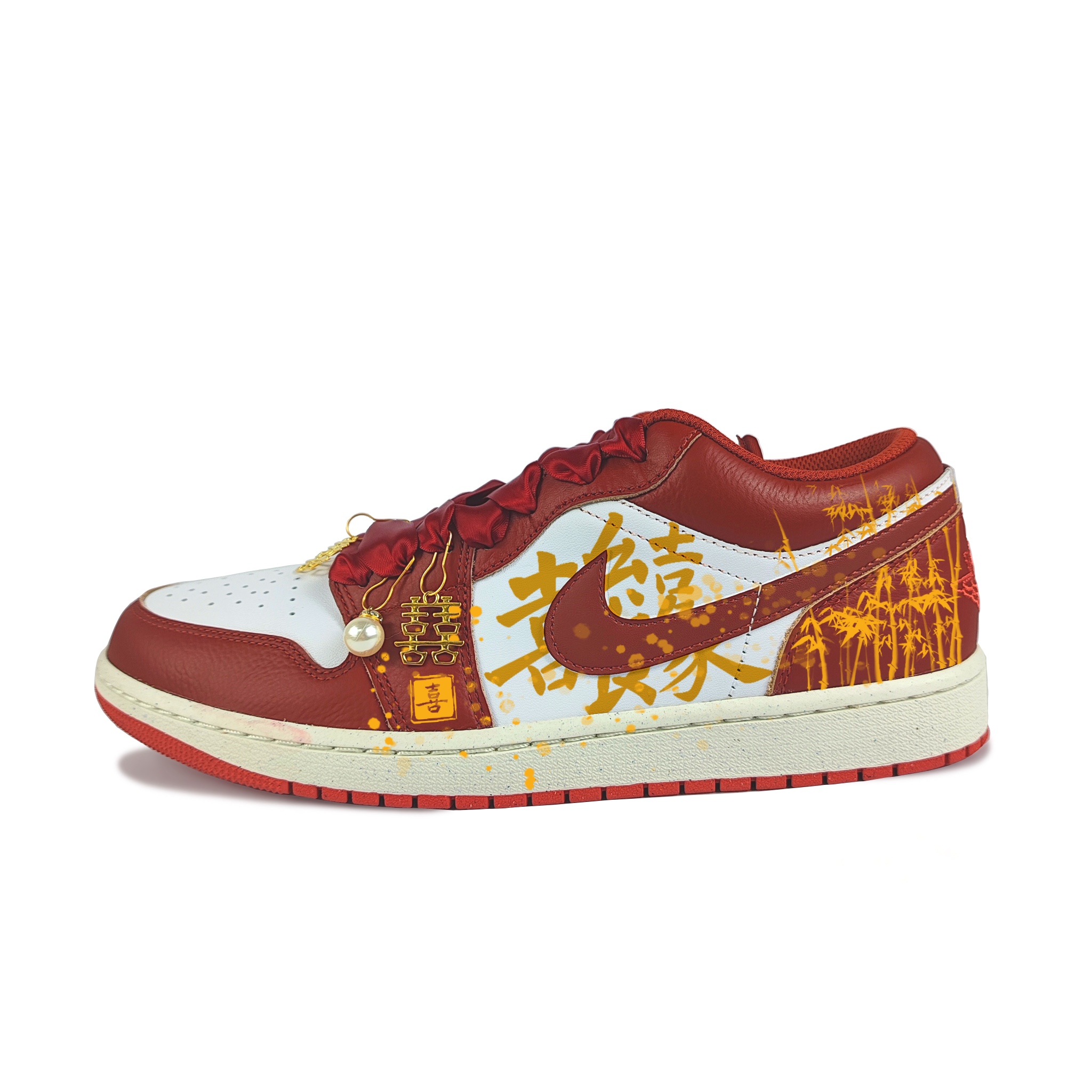 Jordan Air Jordan 1 Abrasion Resistant Low top Vintage Basketball Shoes Men’s Red